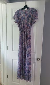 ella moss wrap around dress in floral print